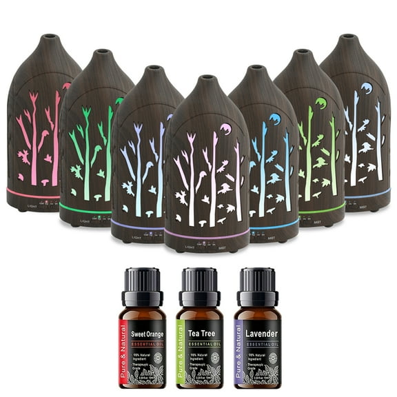 BR JBSQ 7-Color LED Essential Oil Diffuser, Ultrasonic & Whisper-Quiet, 200ml