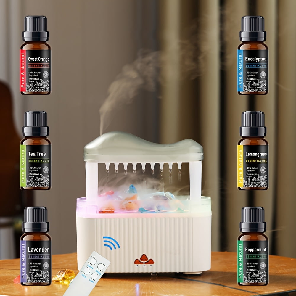BRJSQ 8.45oz Water Drops Mushroom Rain Cloud Humidifier - 7 Colors Mood ...