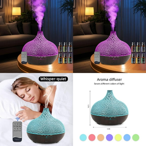 BRJSQ Air Humidifier & Essential Oil Diffuser Combo Ultrasonic Cool Mist Maker for Home Remote Control Quiet Smell Distributor for Large Rooms