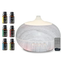 BRJSQ Aromatherapy Essential Oil Diffuser for Yoga & Relaxation  550ml Wood Grain Design  7 Colors  Remote Control