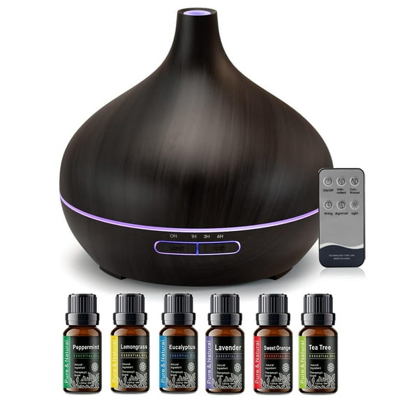 BRJSQ Essential Oil Diffuser  550MLAromatherapy Diffuser with 4 Timer & 7 ColorsLED Lights  Waterless Auto-Off  Dual MistModes Aroma Ultrasonic Diffusers for HomeOffce