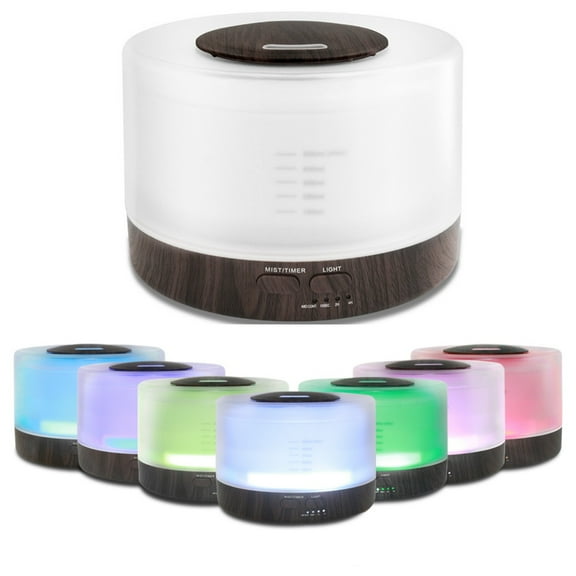 BRJSQ Large Essential Oil Diffuser with Humidifier  Timer  7 Lights – Includes 6 Fragrance Oils