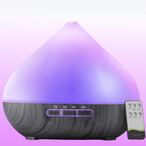 BRJSQJP 500ml Air Humidifier With Remote Control Colorful Aroma Diffuser Light Wood Grain Cute Peach cool mist