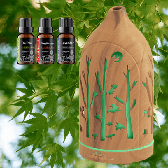 BRJSQJP Hollow Out Aroma Oil Diffuser 7 Color Mood Lighting Silent Colorful LED Air Humidifier Car Humidifier for Spa