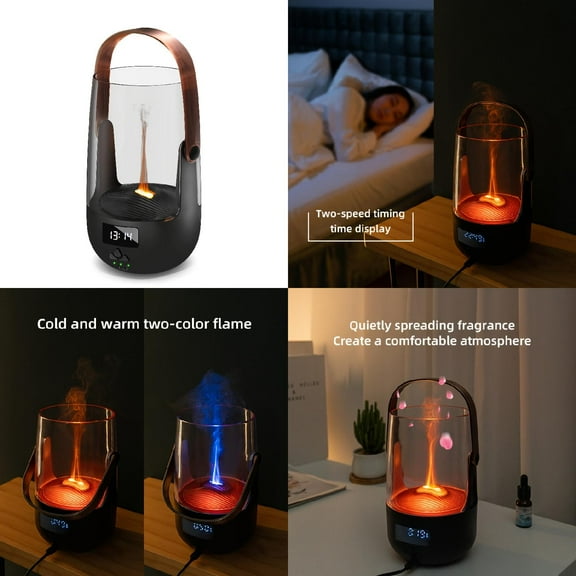 BRJSQJP USB-Powered Fireplace Flame Humidifier & Aromatherapy Diffuser No Batteries Required