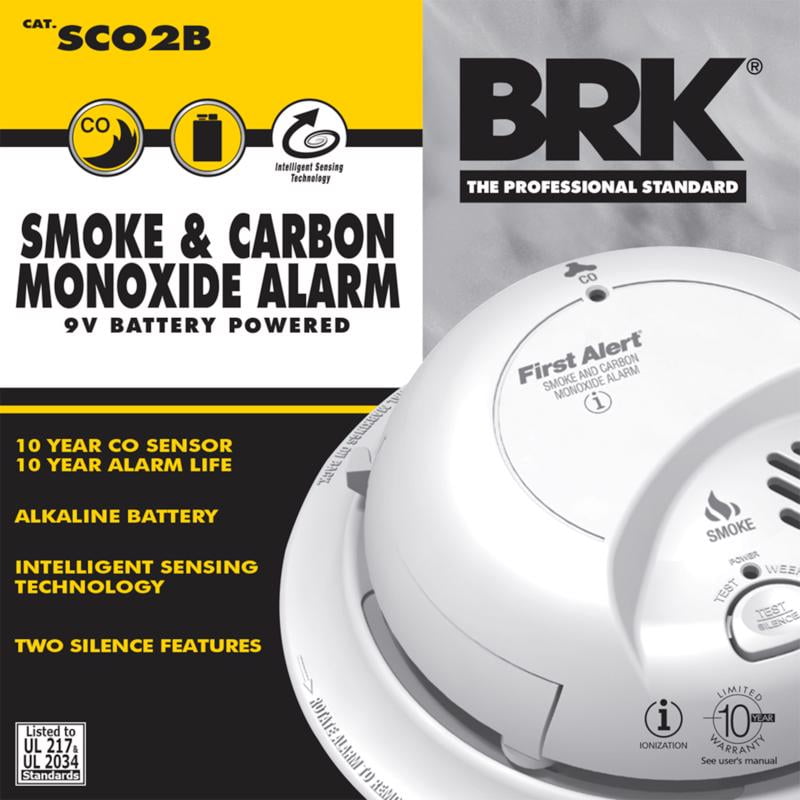 BRK Electronics SCO2B Smoke and Carbon Monoxide Alarm with 9V Battery
