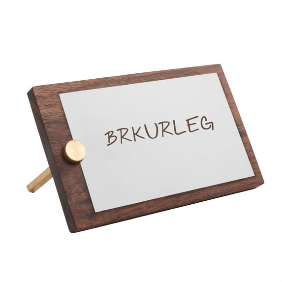 BRKURLEG Wood Desktop Note Pad with a Brass Knob, Memo Holder&Organizer, Table Number Stand Display, Desktop Clip for Note Message, Office Accessory