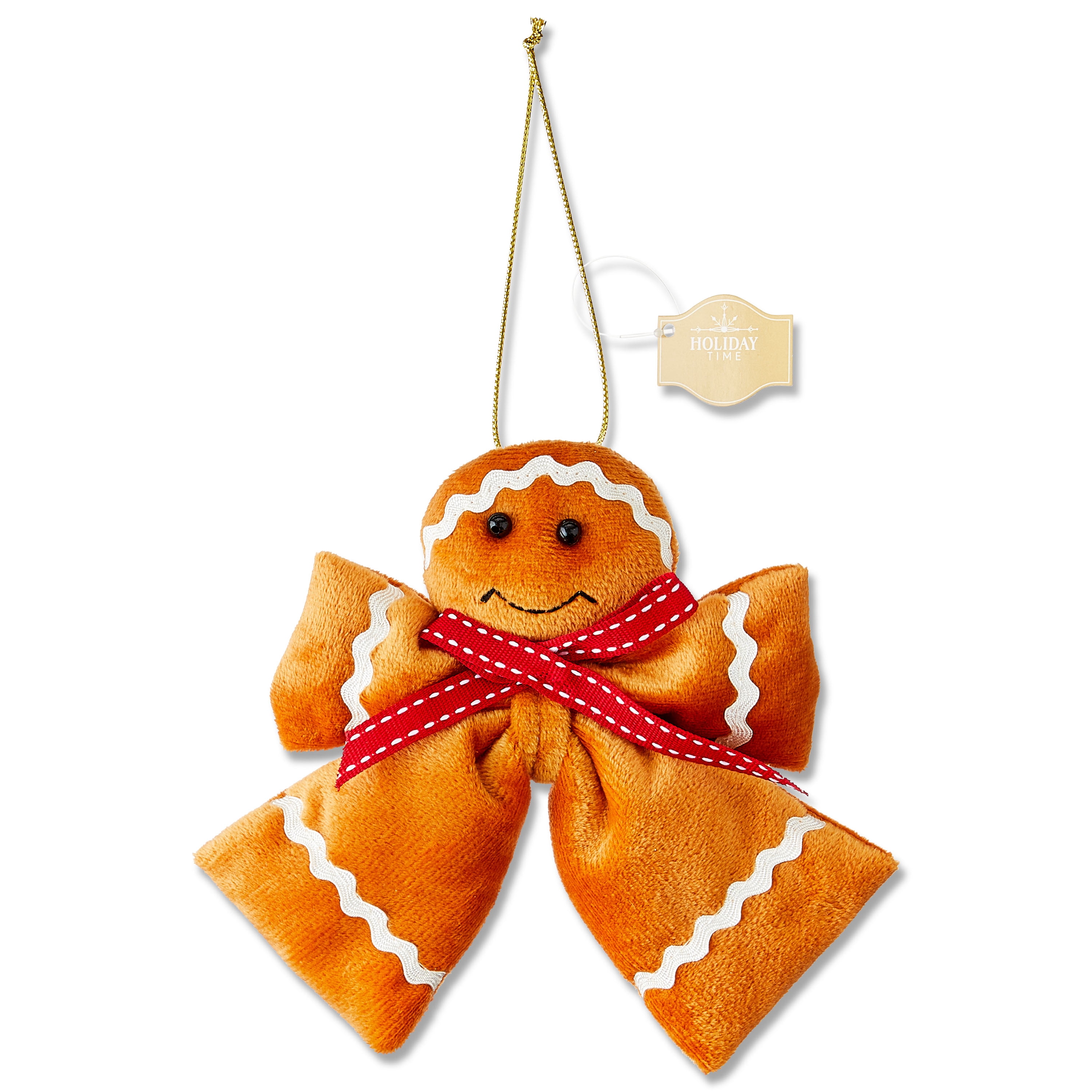Brown Gingerbread Man Bow Christmas Ornament, 6", by Holiday Time