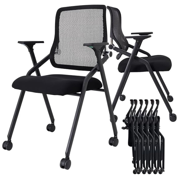 BROBRIYO 20 Pack Stackable Folding Chairs with Cushion Padded Mesh Bouncing Back Conference Room Chair for Office Meeting Training