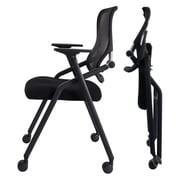 BROBRIYO Stackable Folding Chairs with Cushion Padded Mesh Bouncing Back Conference Room Chair for Office Meeting Training 1 Pack