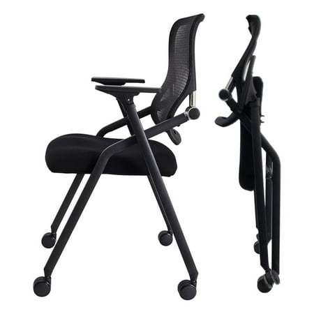 BROBRIYO Stackable Folding Chairs with Cushion Padded Mesh Bouncing Back Conference Room Chair for Office Meeting Training 1 Pack