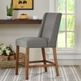 thumbnail image 1 of BRODY Grey Counter Stool - 26"H - Polyester Seat, Birch Legs - Kitchen Island Seating - Metal Kick Plate - Elm Finish - Durable &amp; Stylish, 1 of 6