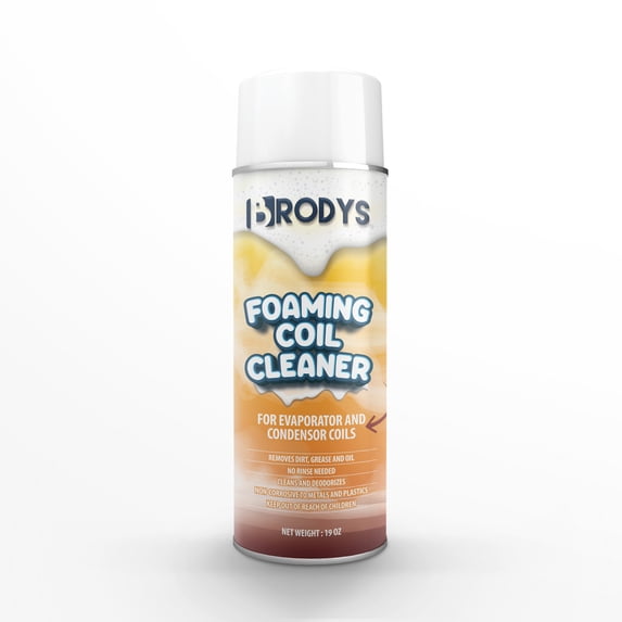 BRODYS Foaming Coil Cleaner - For A/C and Refrigeration Units - No Rinse Formula, Cleans and Deodorizes, Condenser Coils (19oz)