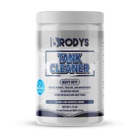 BRODYS - RV and Marine TANK CLEANER- Black and Gray - Odor Eliminator and Breaks Down Waste, POWDER FORMULA (Camping and Marine), Must have accessory for all RVs - 2 TREATMENTS