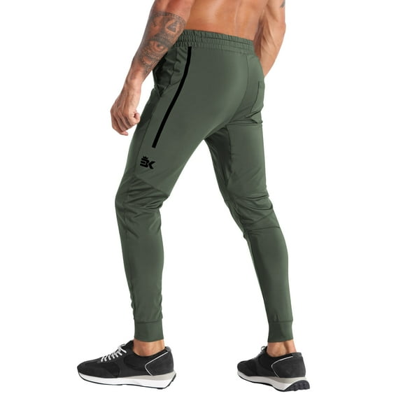 BROKIG Men's Relaxed Gym Jogger Pants,Lightweight Workout Running Sweatpants with Pockets (Medium, Army Green)
