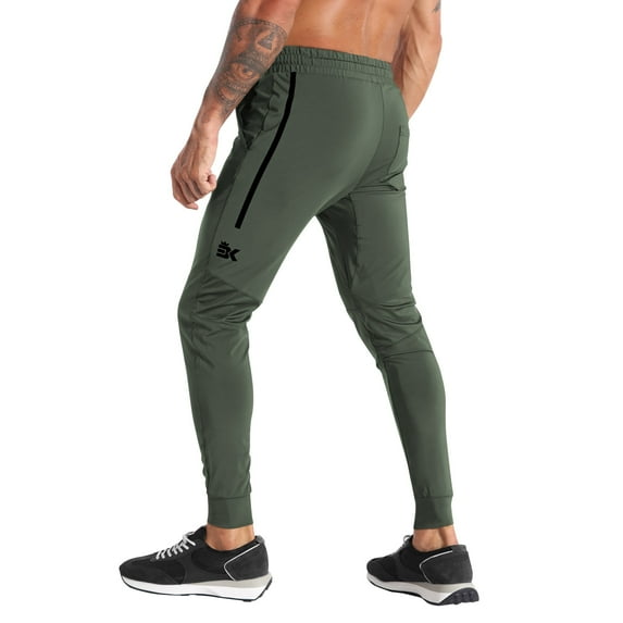 BROKIG Men's Relaxed Gym Jogger Pants,Lightweight Workout Running Sweatpants with Pockets (X-Large, Army Green)