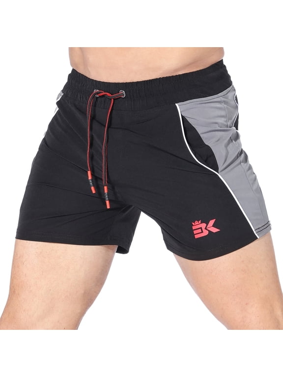Mens 5" Gym Bodybuilding Shorts Running Workout Lightweight Shorts with Pockets (Medium, Black)