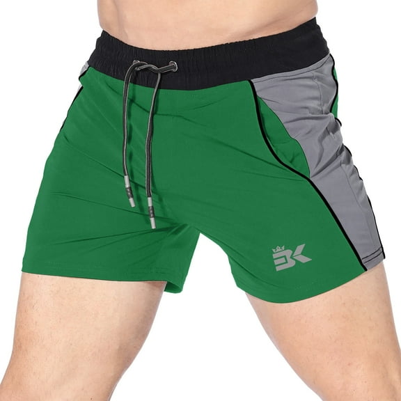 BROKIG Mens 5" Gym Bodybuilding Shorts Running Workout Lightweight Shorts with Pockets (XX-Large, Green)