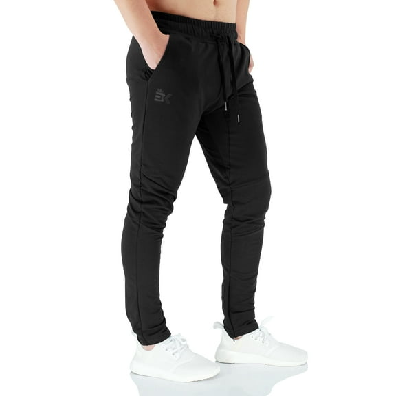 BROKIG Mens Joggers Sport Pants, Casual Slim Fit Running Gym Workout Sweatpants with Double Pockets(Small, Black)