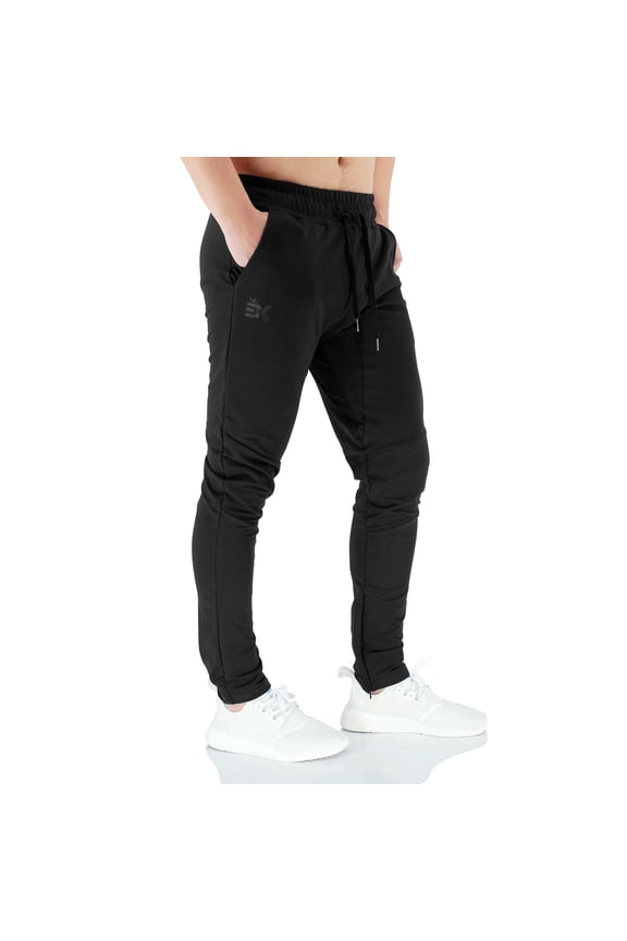 Mens Joggers Sport Pants, Casual Slim Fit Running Gym Workout Sweatpants with Double Pockets(XX-Large, Black)