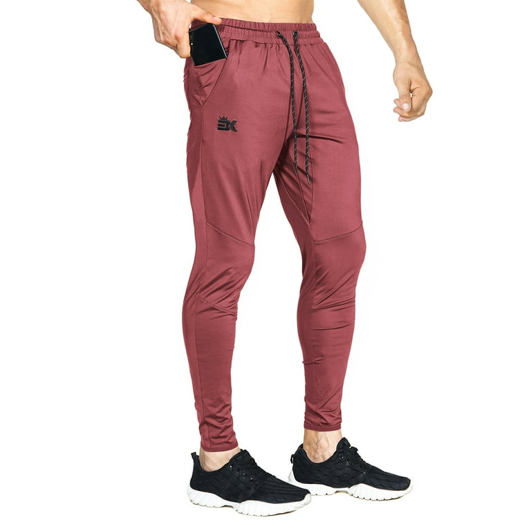 BROKIG Mens Lightweight Gym Joggers Pants Workout Athletic Sweatpants with Zip Pocket X Large Red Walmart