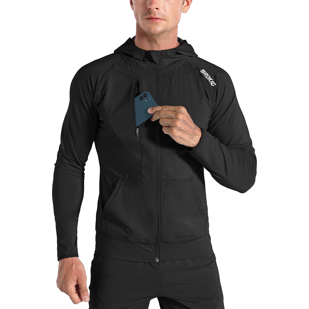 BROKIG Mens Lightweight Gym Workout Hoodies,Running Athletic Hooded ...