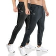 thumbnail image 1 of BROKIG Mens Stretch Lightweight Sweatpants with Zip Pockets Tapered Joggers Athletic Pants for Running,Workout,Jogging(Medium,Black+Dark Gray), 1 of 7