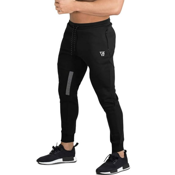BROKIG Mens Slim Tapered Workout Joggers Breathable Running Sweatpants Gym Training Pants with Zip Pockets(Large,Black)