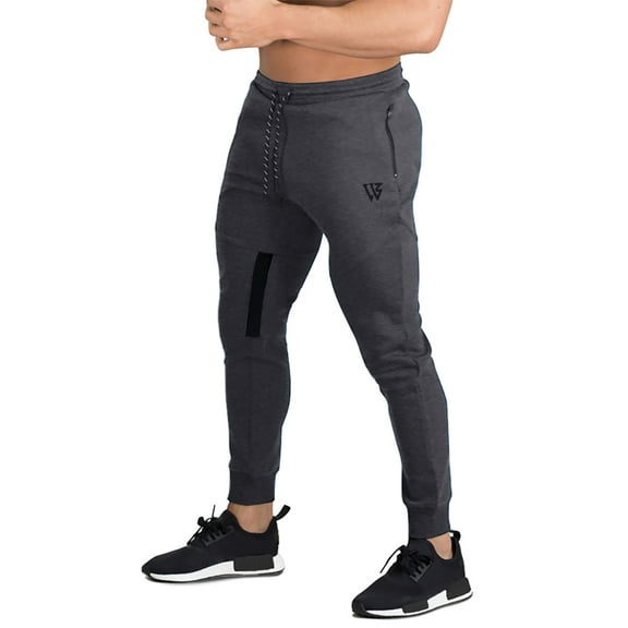 BROKIG Mens Slim Tapered Workout Joggers Breathable Running Sweatpants Gym Training Pants with Zip Pockets(Medium,Dark Gray)
