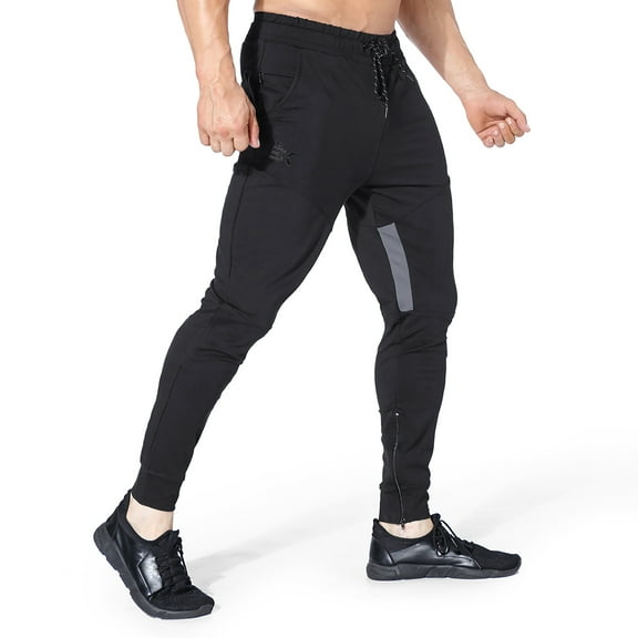 BROKIG Mens Thigh Mesh Gym Jogger Pants, Casual Slim Fit Tapered Workout Training Sweatpants with Zipper Pocket (XX-Large, Black)