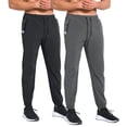 thumbnail image 1 of BROKIG Mens TrianLoop Gym Joggers, Lightweight Casual Fit Sport Track Pants, Workout Athletic Sweatpants With Zipper Pocket(Large,Black+Dark Gray), 1 of 7