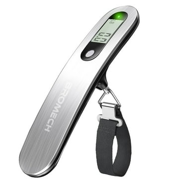 BROMECH Luggage Scale, 110lbs Portable Digital Hanging Baggage Scale, Stainless Steel Travel Weighing Scale with Hook & Battery, Strong Straps Suitcase Scale Suitable for Travel (Silver)