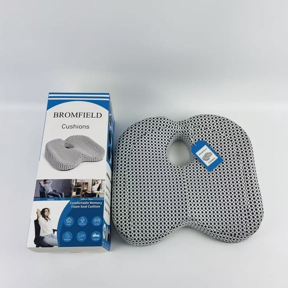 BROMFIELD Cushions,Seat Cushion for Long Sitting, Cooling Gel Memory Foam Seat Cushion - Back, Sciatica, Coccyx, Tailbone Pain Relief - for Office Chairs, Car Seat, Wheelchair Sitting Cushion (Grey)