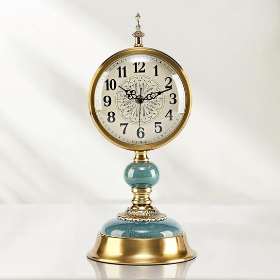 BRONVIA 6-Inch Vintage Mantel Clock, Antique Desk Clock, Retro Anniversary Clock with Metal and Ceramic Body, Silent Table Clocks for Fireplace,Easy to Read DCor Clocks for Living Room.