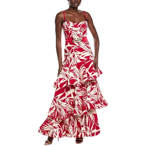 BRONX AND BANCO womens  Sylvie Silk Maxi Dress, m, Red