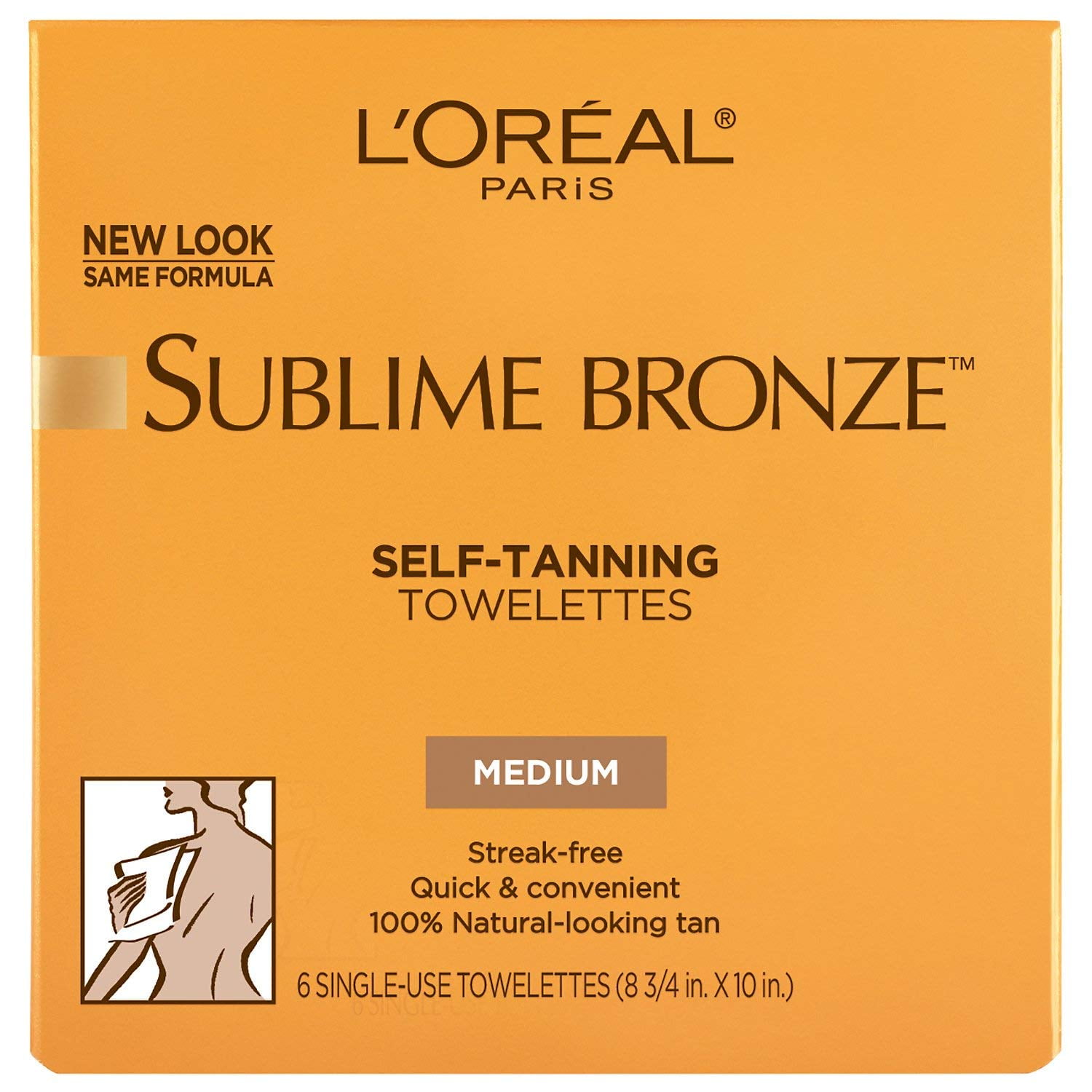 BRONZE SelfTanning Towelettes For Body Medium Natural Tan 6 Each (Pack