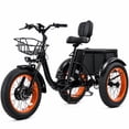 thumbnail image 1 of BROOBY Folding Electric Tricycle for Adults, 500W Motor 1000W Peak 3 Wheel Electric Bike with 48V 15Ah Removable Battery, 20" x 4.0 Fat Tires, 7-Speed Electric Trike with Front & Rear Baskets, 1 of 9