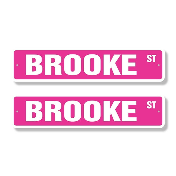 BROOKE Classic Street Sign (2 Pack) Childrens Name Room Sign Road Sign | 6" X 24" Plastic Address Sign
