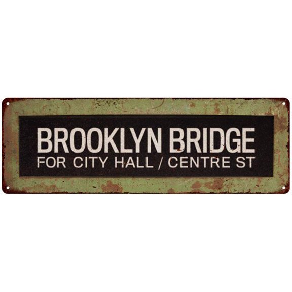 BROOKLYN BRIDGE Trollery Bus Roll Vintage Metal Sign Size: 4 x 16 Inch