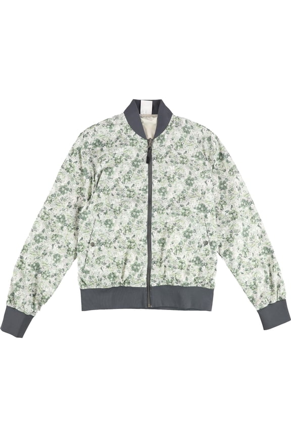 Mens Floral Reversible Bomber Jacket, Green, Small