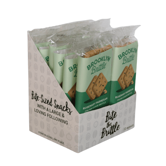 BROOKLYN BRITTLE Rosemary Parmesan Italian Cookie Brittle Snack Pack 0.92 Oz (12)