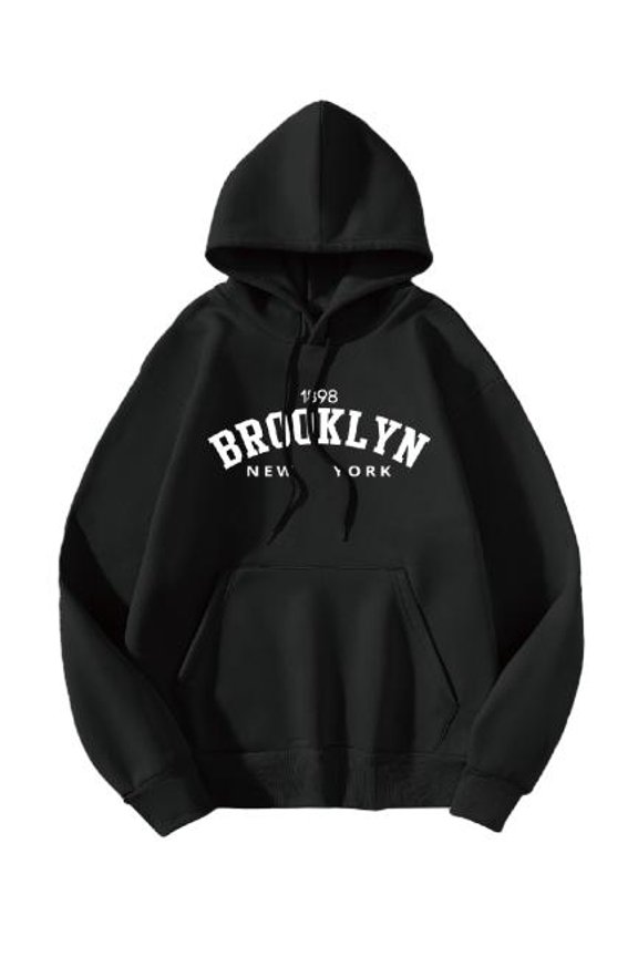 BROOKLYN Letter Print Men's Casual Pullover Long Sleeve Hoodies For Fall Winter S-XXL Adults Sweatershirt Outdoor