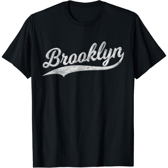 BROOKLYN NEW YORK RETRO VINTAGE SPORTS SCRIPT FLAG SWOOSH T-Shirt