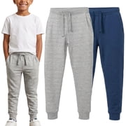 BROOKLYN VERTICAL Boys 2-Pack Fleece Cotton Joggers Pants – Soft, Comfortable, Elastic Waist, Drawstring, Pockets | Kids Casual & Athletic Pants Small-XL