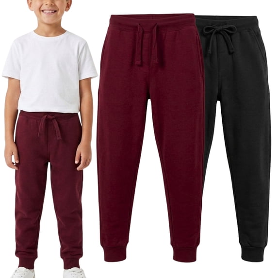 BROOKLYN VERTICAL 2-Pack Boys French Terry Joggers Pant|Soft Comfortable Cotton,Drawstring Pull,Pockets| Small-XL