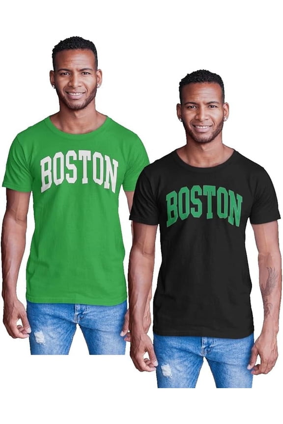 2-Pack Mens Basketball Short Sleeve T-Shirt with Chest Print| Miami, Denver, Boston, Los Angeles LA