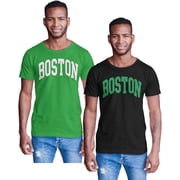 BROOKLYN VERTICAL 2-Pack Mens Basketball Short Sleeve T-Shirt with Chest Print| Miami, Denver, Boston, Los Angeles LA
