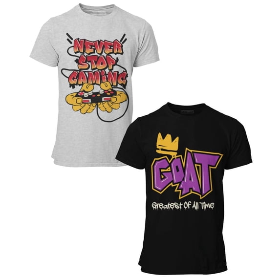 BROOKLYN VERTICAL 2-Pack Boys Short Sleeve Crew Neck T-Shirt with Chest Print | Soft Cotton Graphic Tees Sizes 6-20