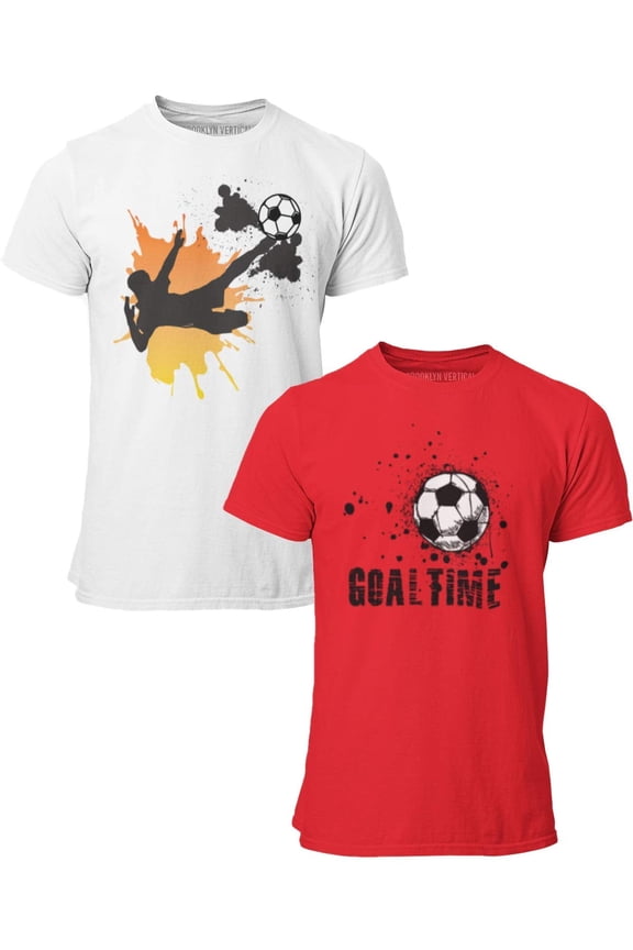 2-Pack Boys Short Sleeve Crew Neck T-Shirt with Chest Print | Soft Cotton Graphic Tees Sizes 6-20