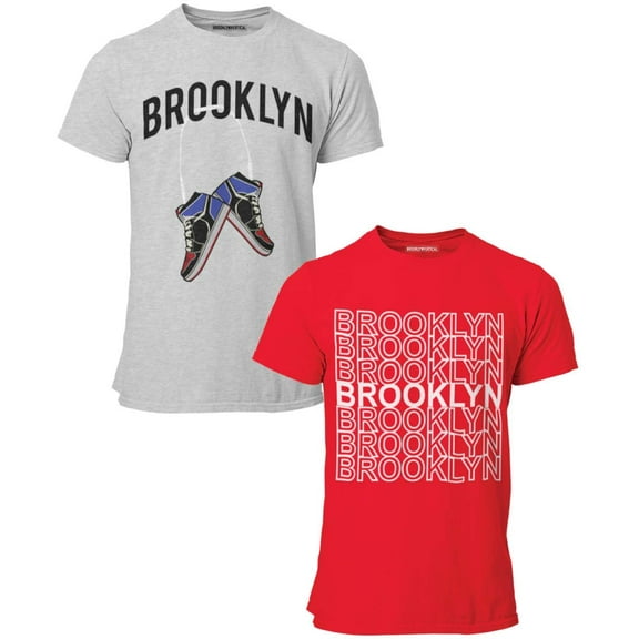 BROOKLYN VERTICAL 2-Pack NASA Mens Short Sleeve Crew Neck T-Shirt with Chest Print|Officially Approved Designs| Soft Cotton Sizes S-XL
